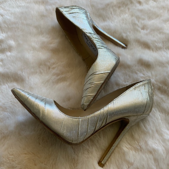 Jimmy Choo Shoes - Jimmy Choo Anouk Gold foil pumps
